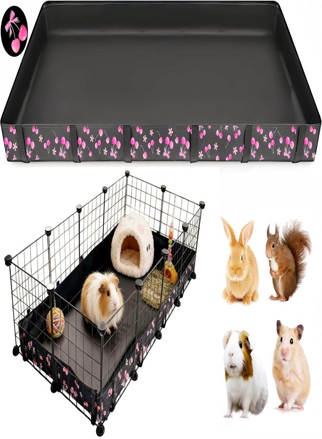DZWLKJ Guinea Pig Cage Liner,Washable Tarp Bottom Base,Cherry Graphic,24"x48", Reusable for Rabbit, Chinchilla, Hedgehog, Ferret & Other Small Animals. - Image 1
